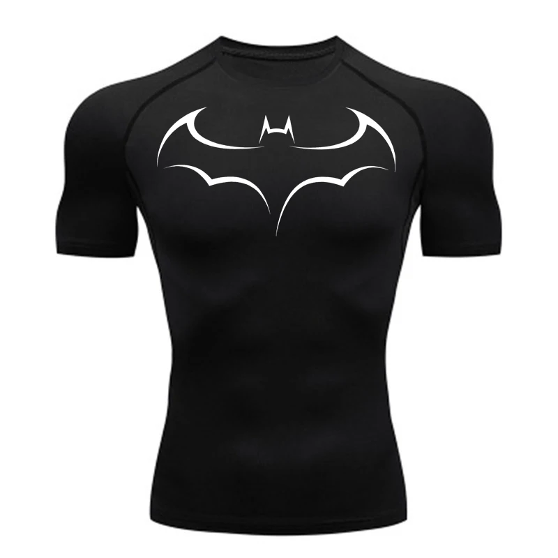 T Shirt Tight Fit - Bat Printed Heren strak T-shirt Running