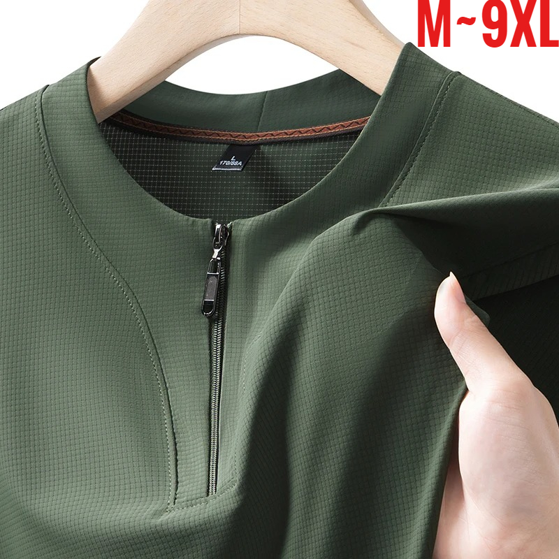 T Shirt Tight Fit - Groot formaat 9XL Heren IJs Zijde