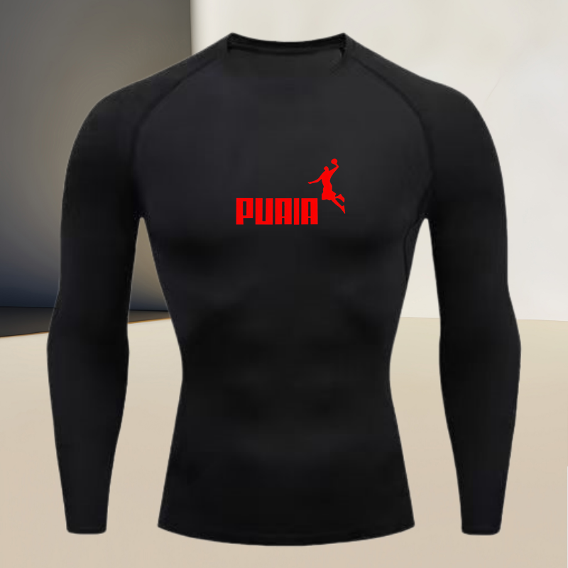 T Shirt Tight Fit - Herensportshirt met lange mouwen, ronde hals,
